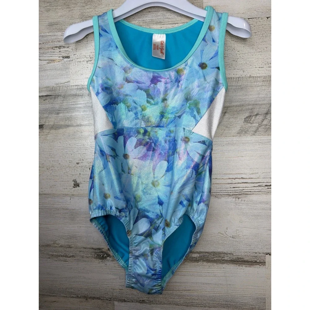 Cat & Jack Dance Leotard Bundle Girls Small 6/6X Blue Pink Leopard EUC